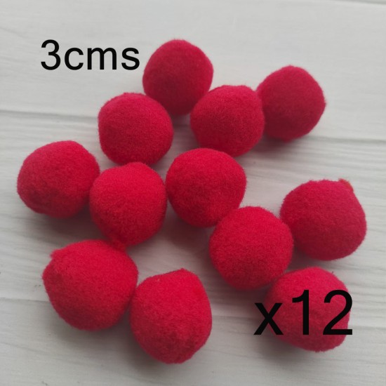 Pompones de Poliester de 3cms - 12uds✔️