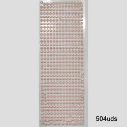 Tira Adhesiva - Media Perla de 6mm  Rosado Bebé - (504uds)
