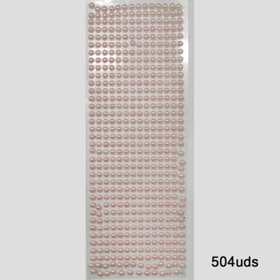 Tira Adhesiva - Media Perla de 6mm  Rosado Bebé - (504uds)