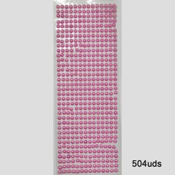 Tira Adhesiva - Media Perla de 6mm  Rosado - (504uds)