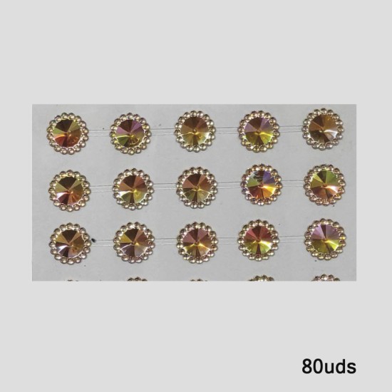 Tira Adhesiva - Aplicacion Circular de 10mm Beige Tornasol - (80uds)