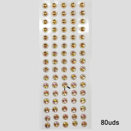 Tira Adhesiva - Aplicacion Circular de 10mm Beige Tornasol - (80uds)