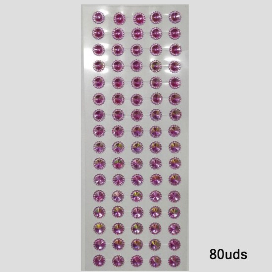 Tira Adhesiva - Aplicacion Circular de 10mm Rosado Tornasol - (80uds)