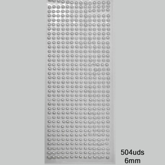 Tira Adhesiva - Media Perla de 6mm Blanca - (504uds)