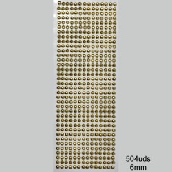 Tira Adhesiva - Media Perla de 6mm Dorado - (504uds)