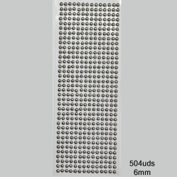 Tira Adhesiva - Media Perla de 6mm Plateado - (504uds)