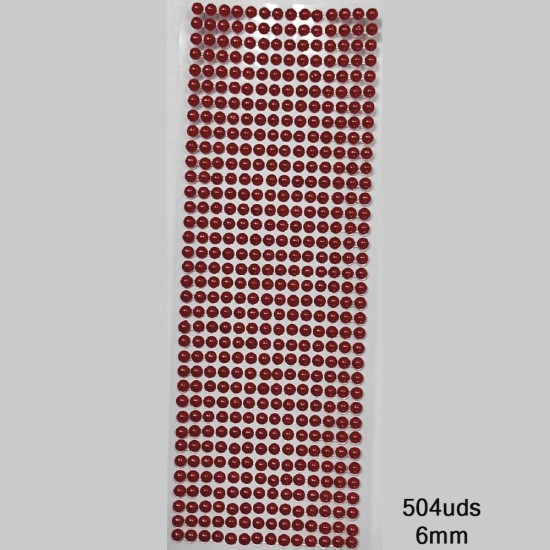 Tira Adhesiva - Media Perla de 6mm Rojo - (504uds)
