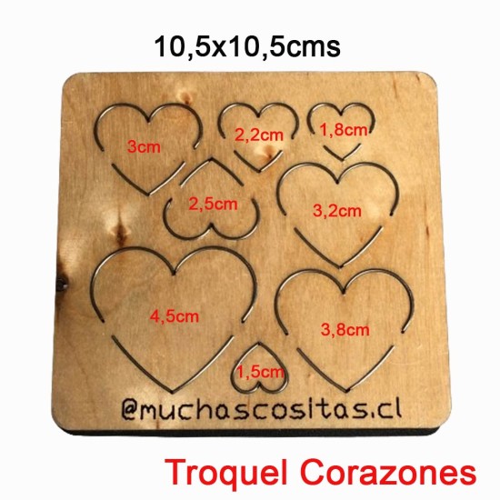 Troquel de Madera - Corazones 