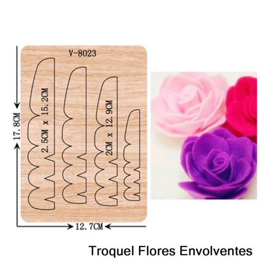 Troquel de Madera - Rosa Envolvente en  Espiral - 2 tamaños