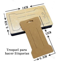 Troquel de Madera - Etiqueta o Tag 12x6,3cms